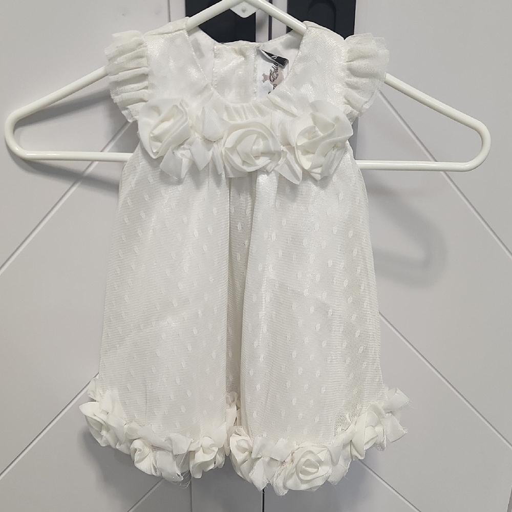 Rare Editions Ivory Baby Dress with Floral Details